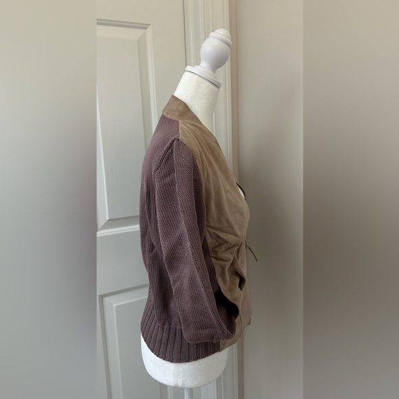 Fabiana Filippi two-tone chamois leather and cotton, waist cut jacket - Picture 6 of 16
